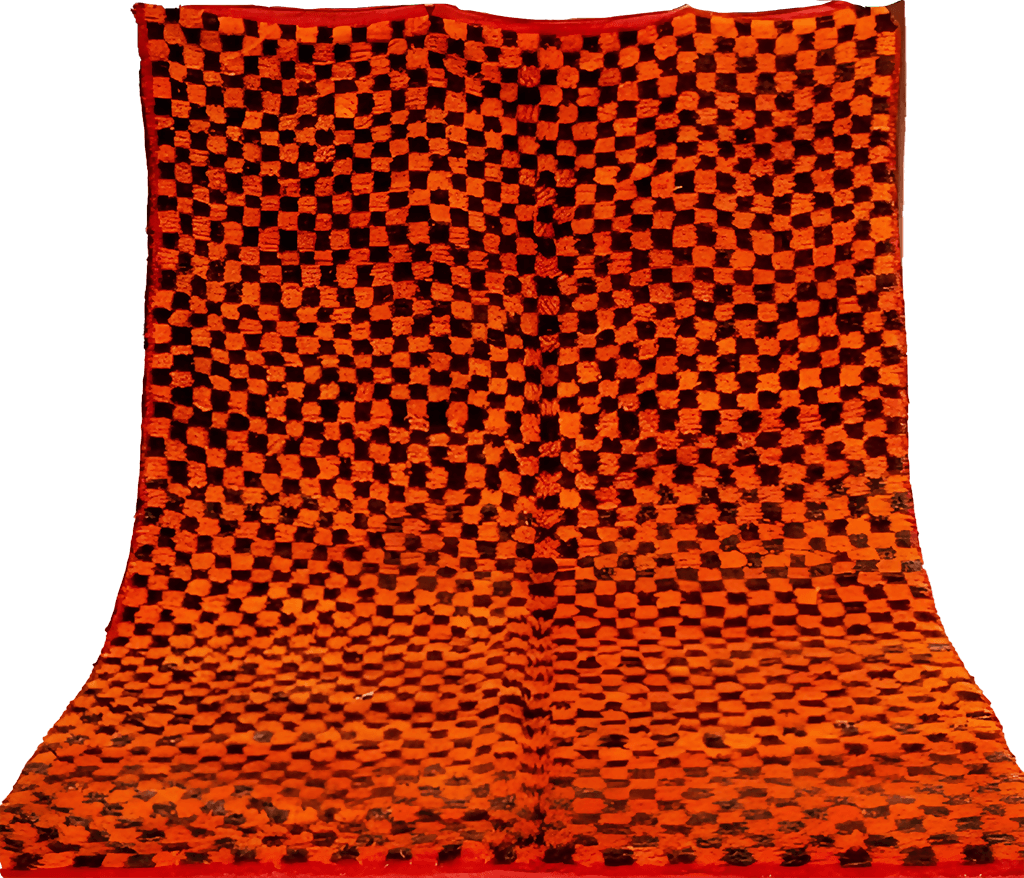 Tapis marocain audacieux en rouge et noir - Tapis Boujaad tissé à la main - 279x188cm