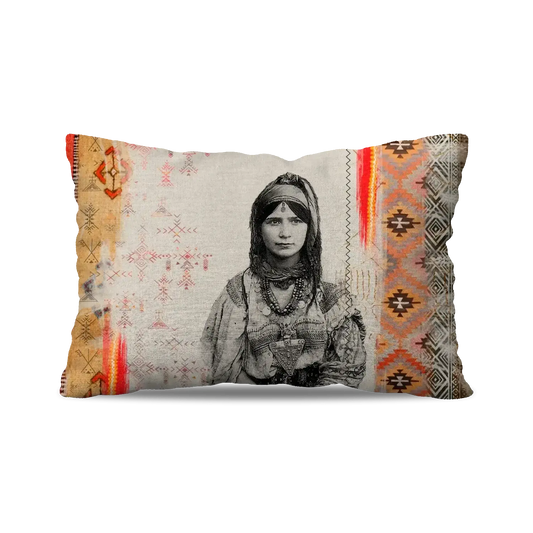 BERBER RECTANGLE CUSHION - AMAZIGH LADY MOROCCAN COLORS