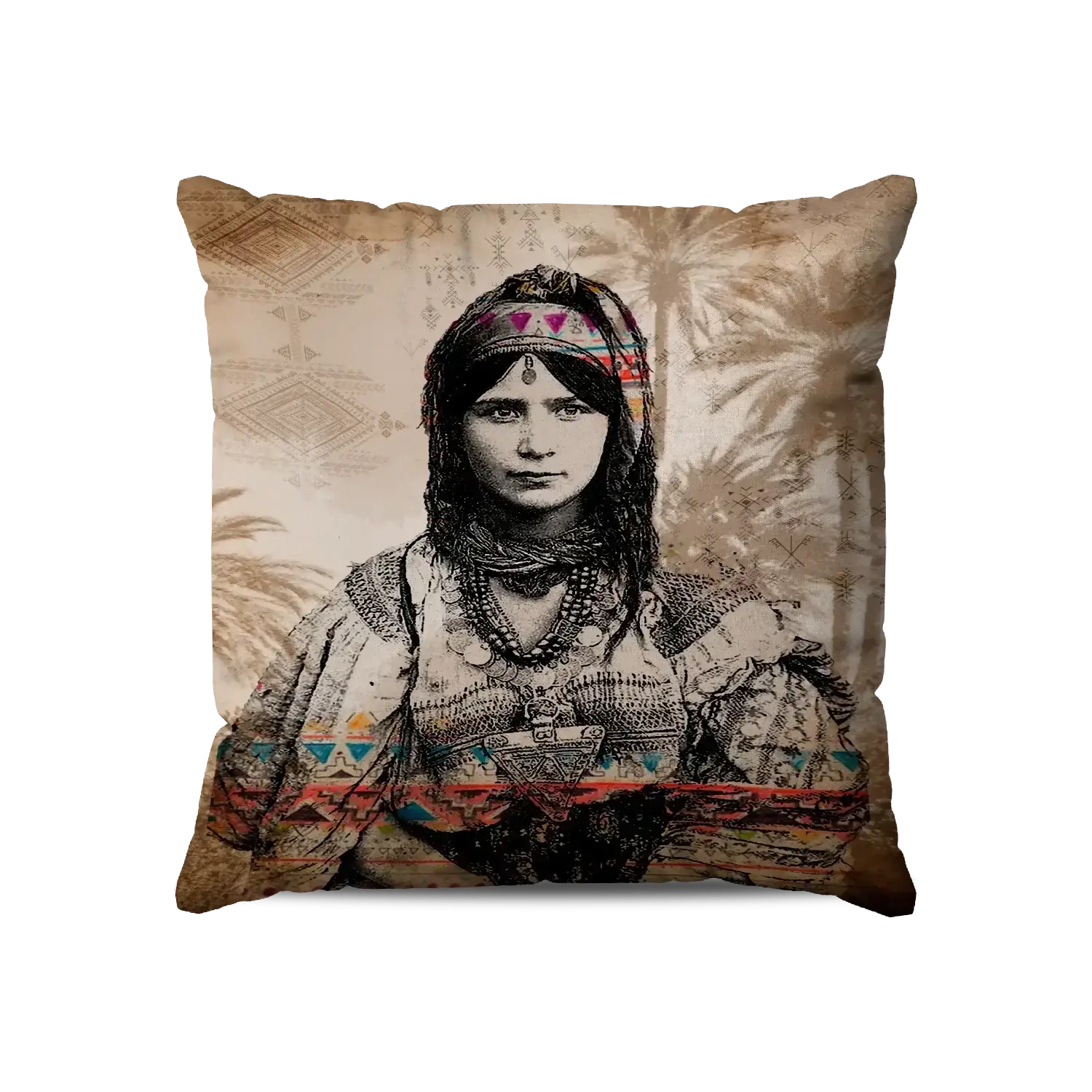 CUSHION -  AMAZIGH SYMBOLES PATERN AND AMAZIGH LADY