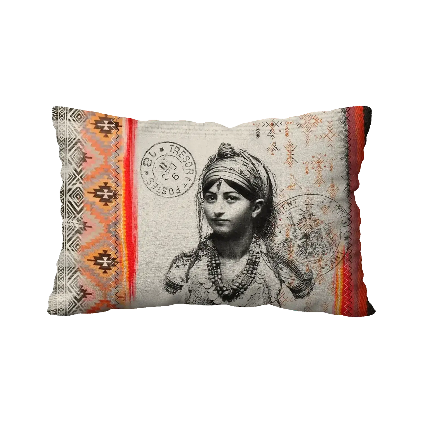 BERBER RECTANGLE CUSHION - AMAZIGH STAMP GIRL