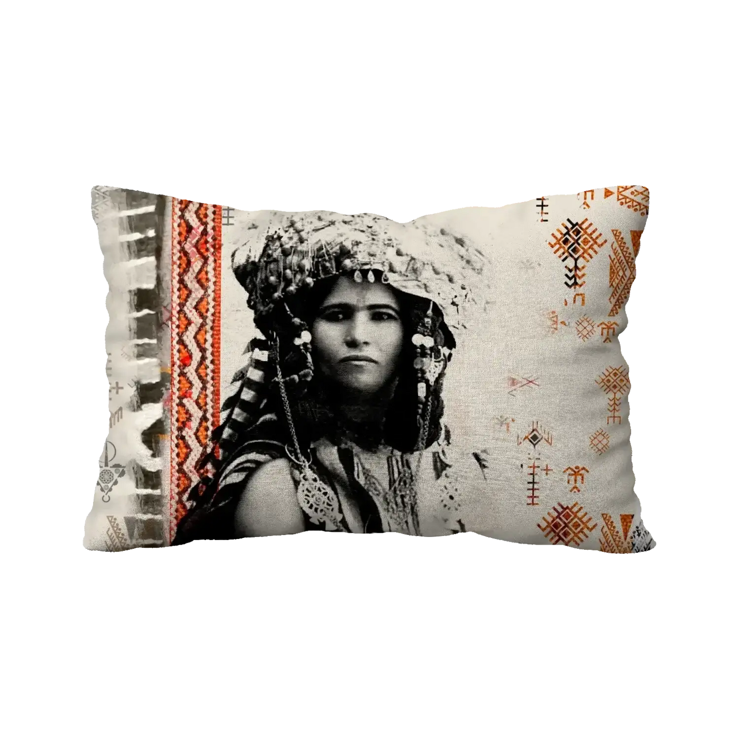 BERBER RECTANGLE CUSHION - AMAZIGH WORKING WOMAN