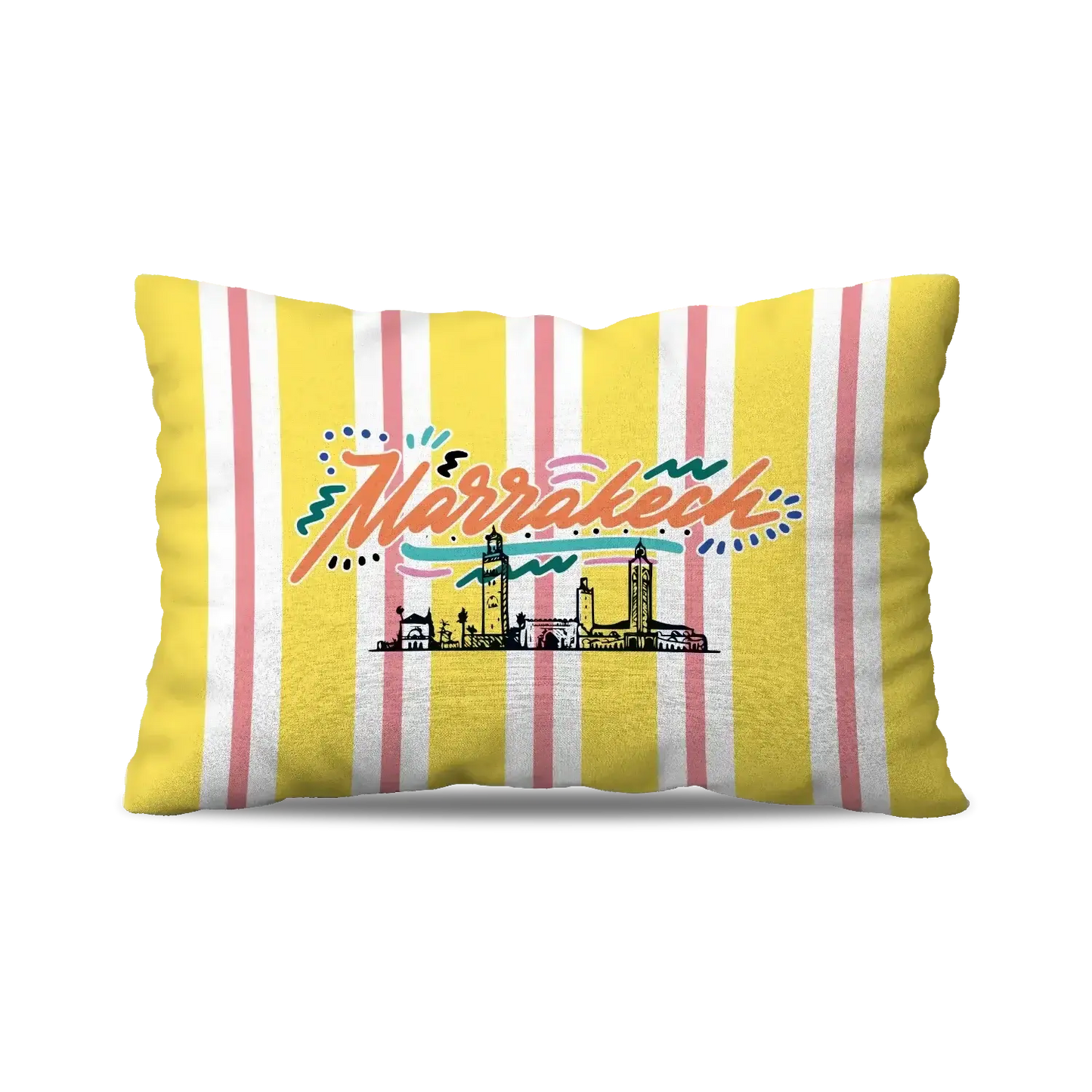 CUSHION -YELLOW LINED MARRAKESH