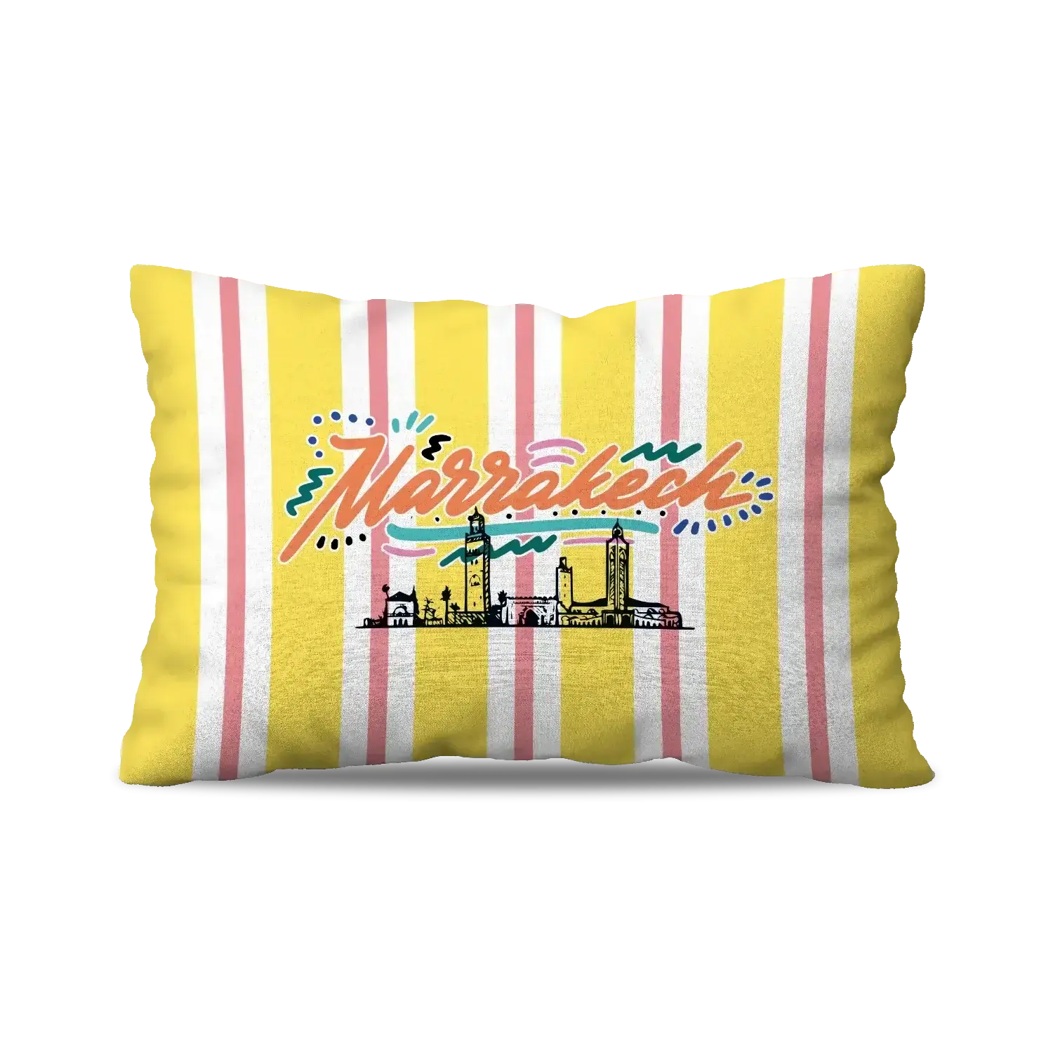 CUSHION -YELLOW LINED MARRAKESH