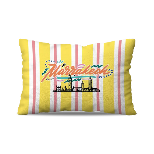 CUSHION -YELLOW LINED MARRAKESH