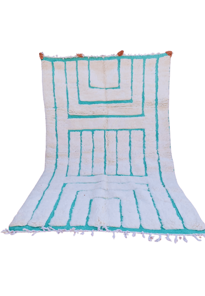 Unique Beni Ouarain Rug with Bold Geometric Design - Moroccan Wool Rug - 290x190cm