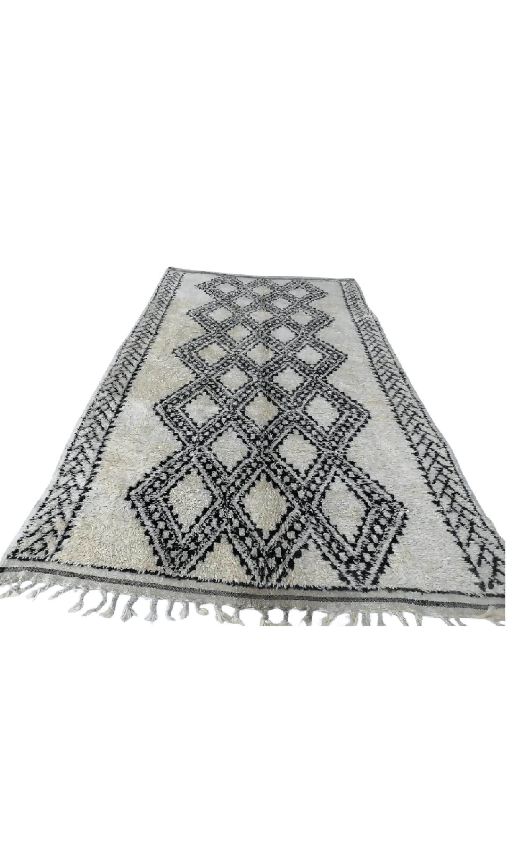 Beni Ouarain Rug | Ivory | Diamond Pattern | 180x220cm | Handmade - 180x220cm - Rugs