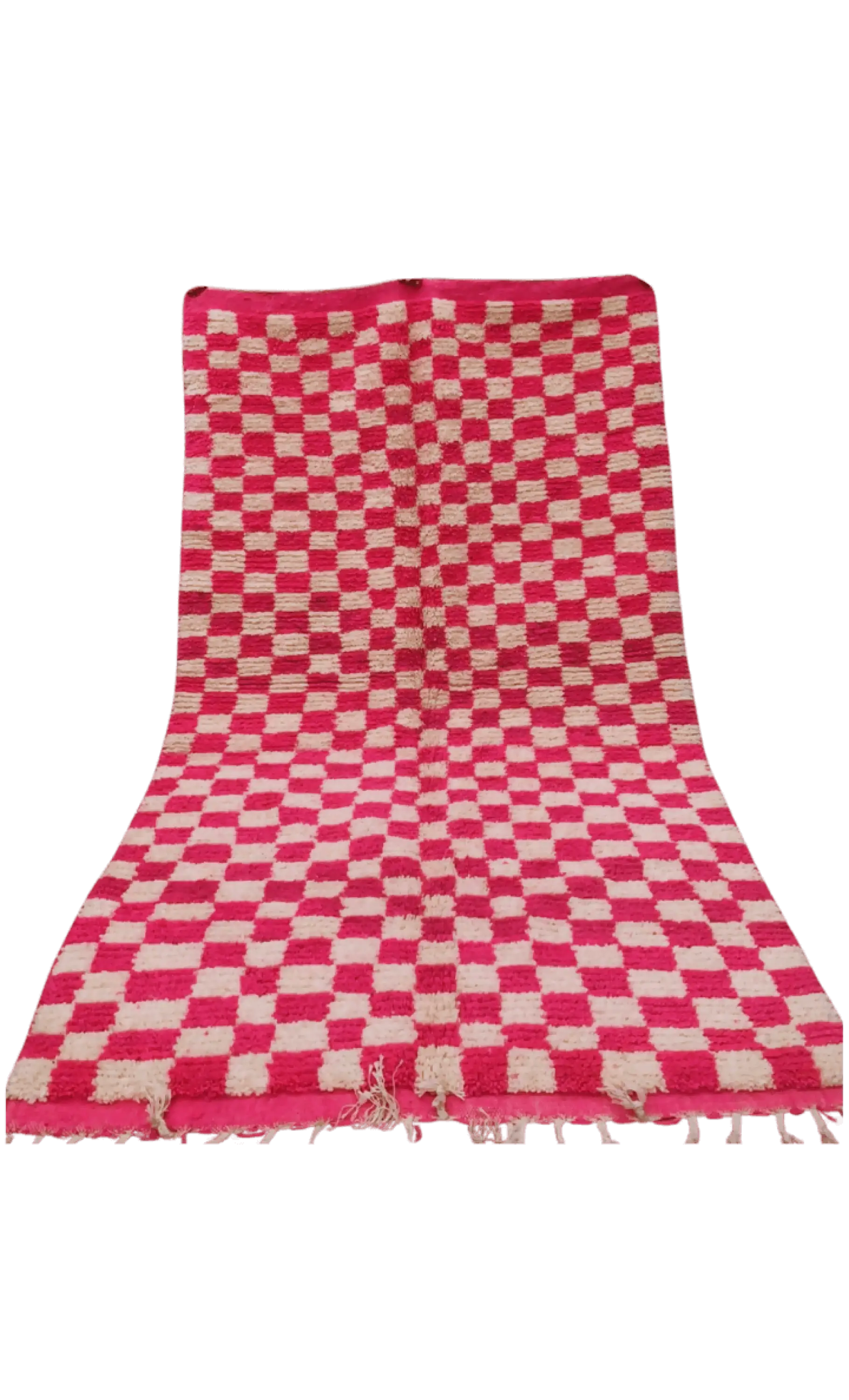 Bold Moroccan Rug in Pink and White - Handwoven Boujaad Rug - 279x188cm - 279X188cm - Rugs