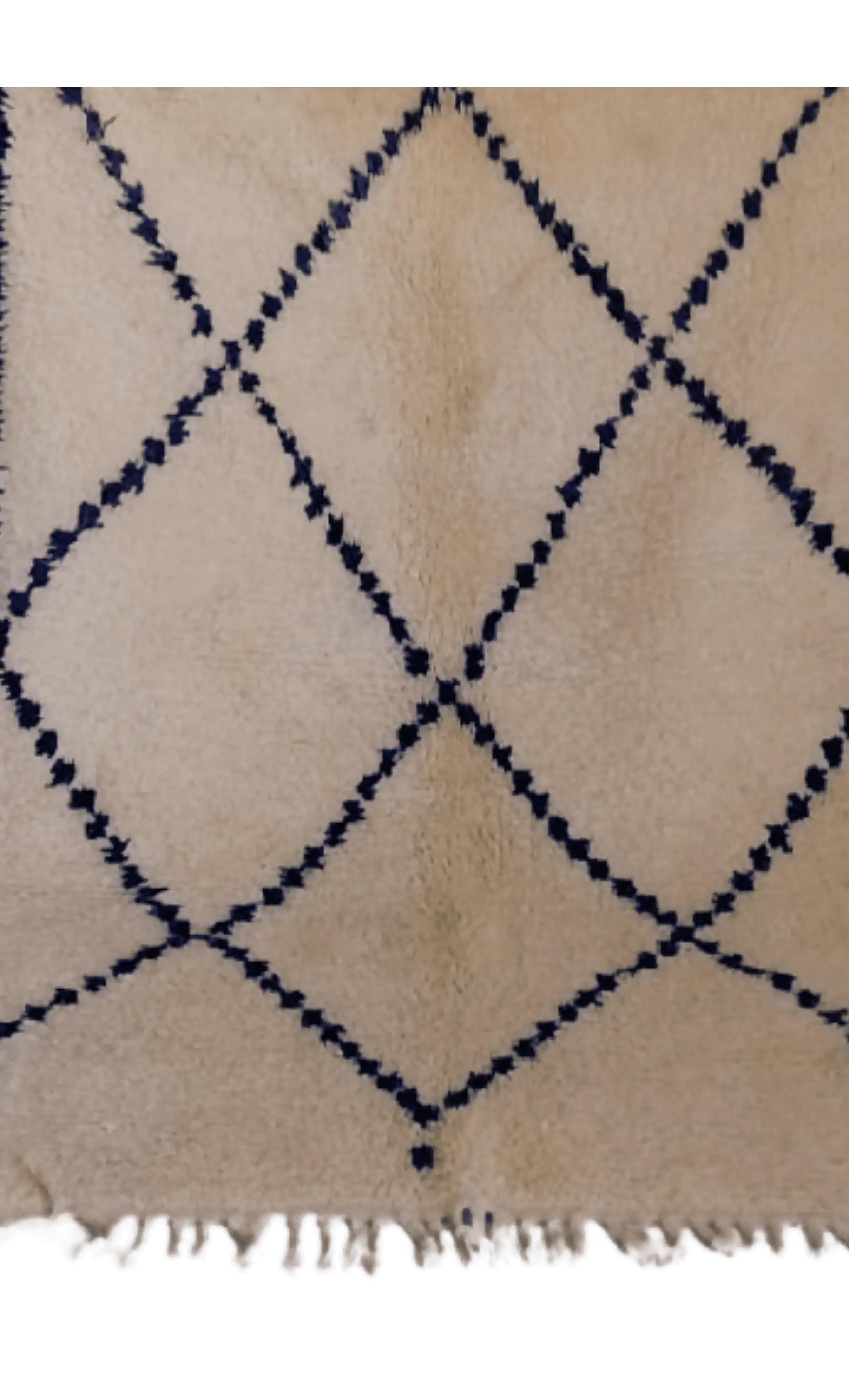 Classic Beni Ouarain Rug with Minimalist Diamond Pattern - 202x140cm - 202x140cm - Rugs