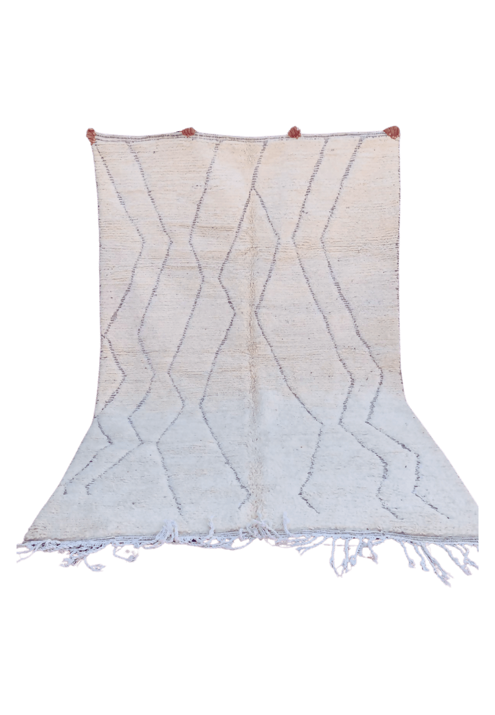 Tapis Beni Ouarain Ivoire au Design Minimaliste - Tapis Authentique en Laine Marocaine - 280x190cm