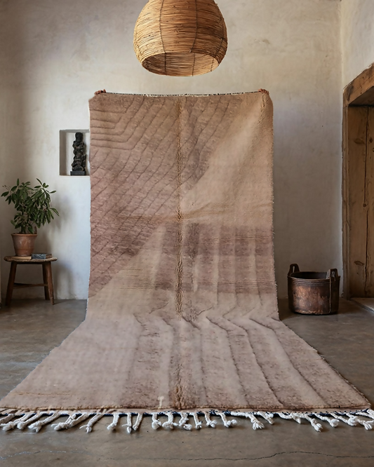 Textured Moroccan Rug in Earthy Brown - Handwoven Azilal Rug - 320x195cm