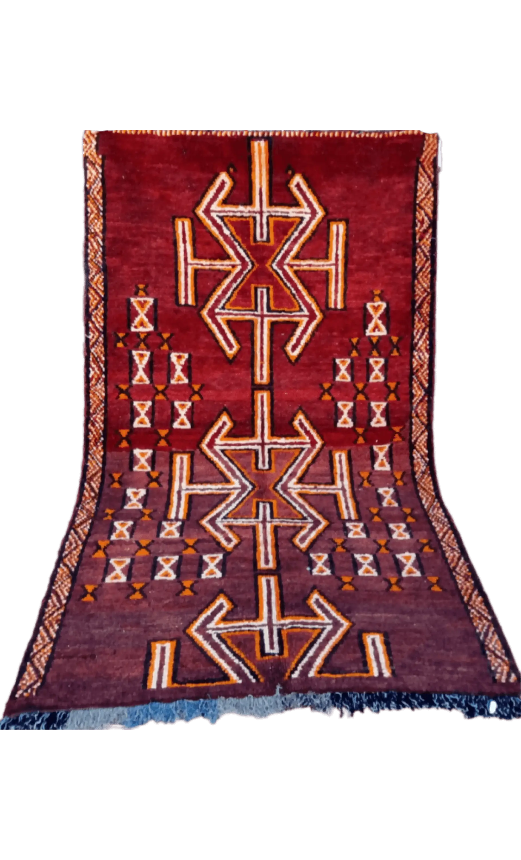 Handmade Moroccan Berber Rug - 9’8’’ x 4’5’’ - Red & Orange - Wool - Unique Tribal Design - 295X135cm / RED - Rugs