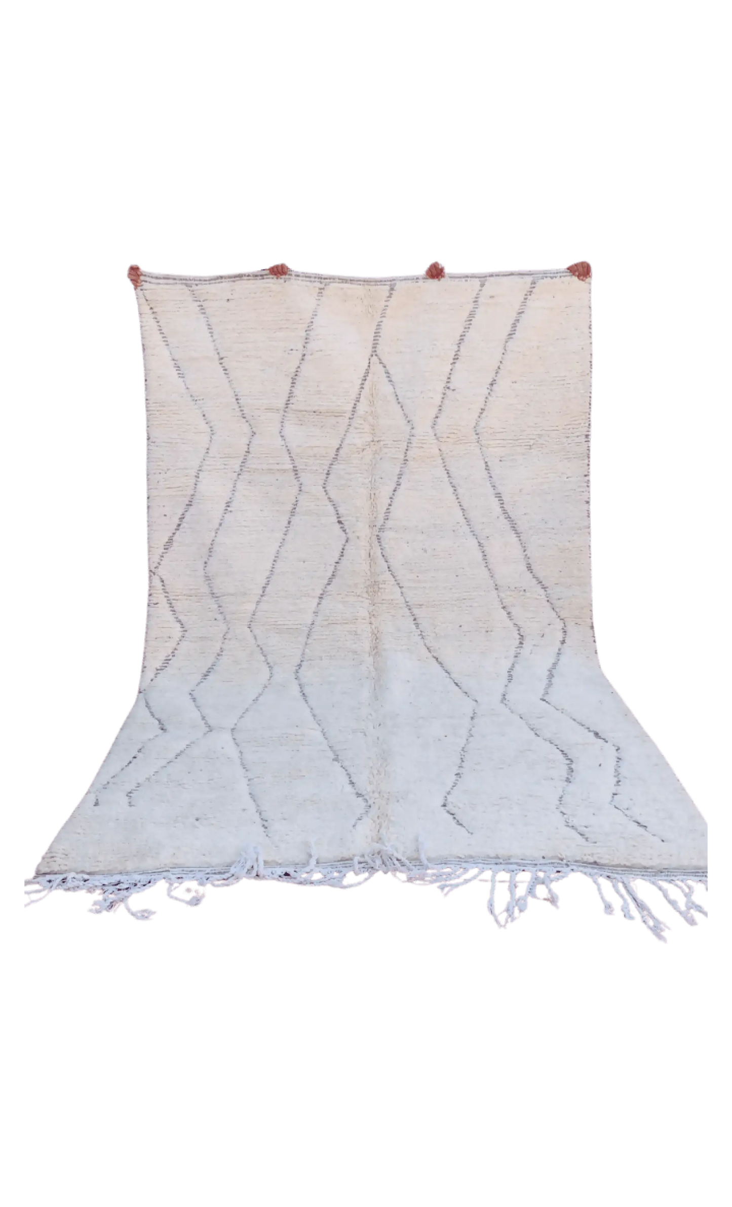 Ivory Beni Ouarain Rug with Minimalist Design - Authentic Moroccan Wool Rug - 280x190cm - 280x190cm - Rugs