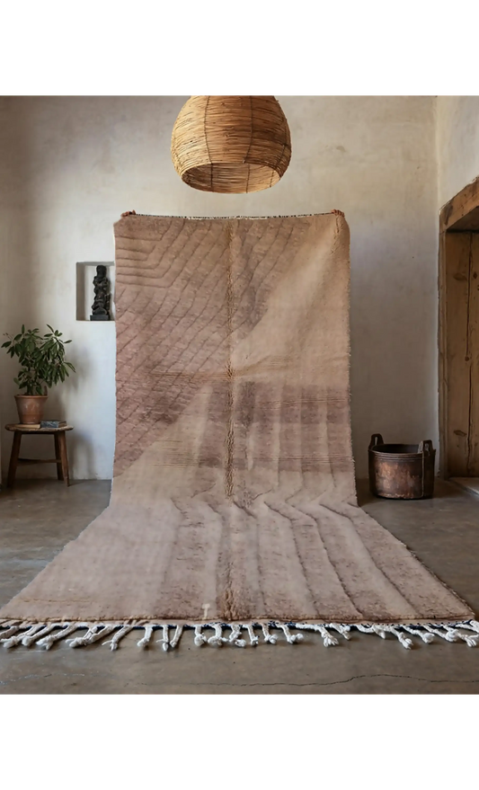 Textured Moroccan Rug in Earthy Brown - Handwoven Azilal Rug - 320x195cm - 320x195cm - Rugs