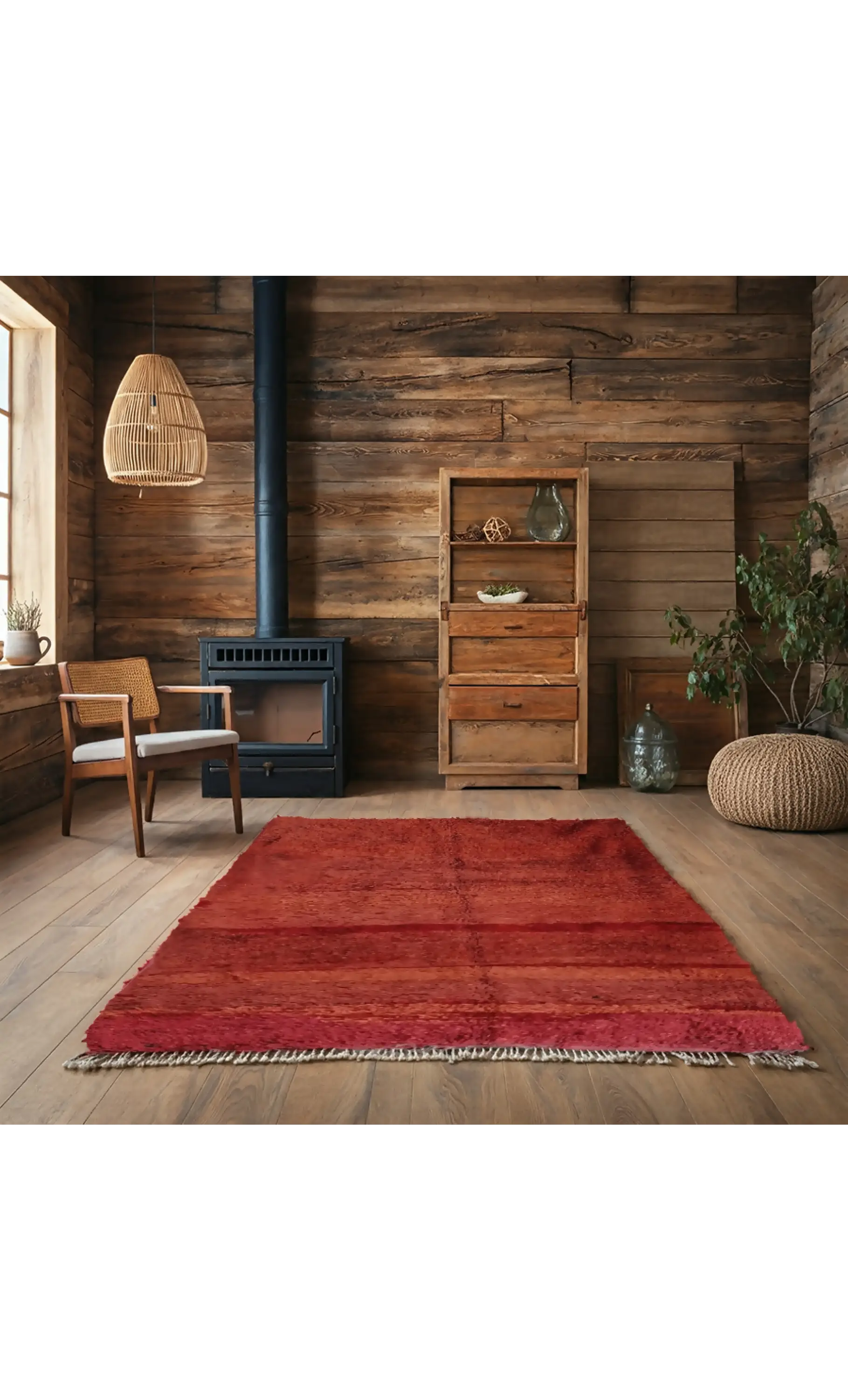 Warm Hues of Morocco: Handwoven Boujaad Rug in Red - 313x178cm - 313x178cm - Rugs